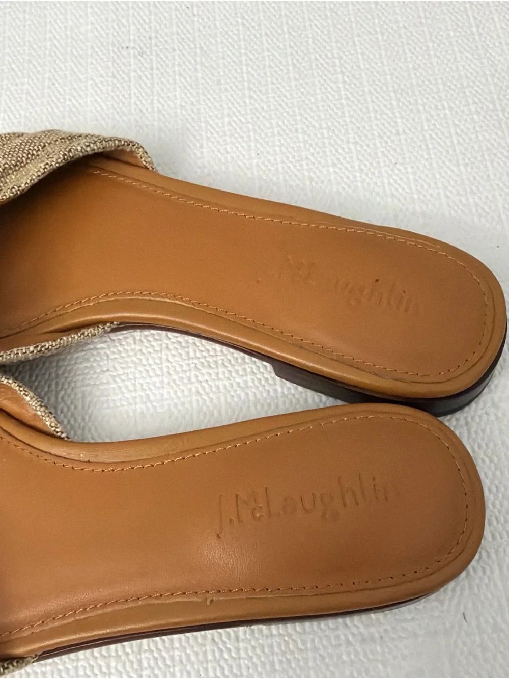 J. McLaughlin Karina Linen Sandals Natural Bow Flats Women’s Size 6.5 Brown - Picture 6 of 9